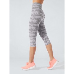 Legging Capri Sport Camouflage drenante e idratante Grigio/Bianco - BeGood