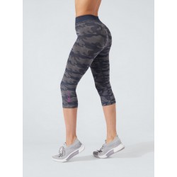 Legging Capri Sport Camouflage drenante e idratante Grigio/Blu - BeGood
