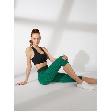 Legging Capri Superslim Fiorato Verde Inglese - BEGOOD